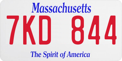 MA license plate 7KD844