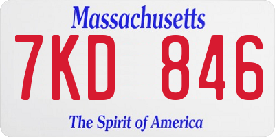 MA license plate 7KD846