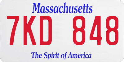 MA license plate 7KD848