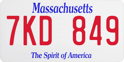MA license plate 7KD849