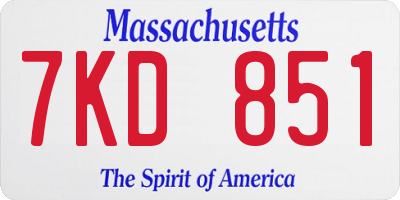 MA license plate 7KD851