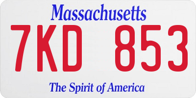 MA license plate 7KD853