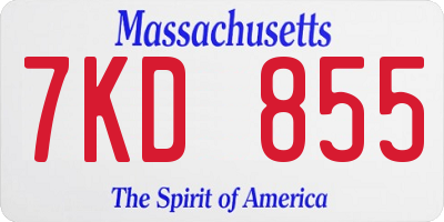 MA license plate 7KD855