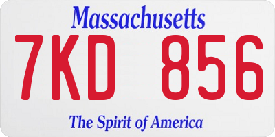 MA license plate 7KD856