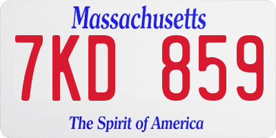 MA license plate 7KD859