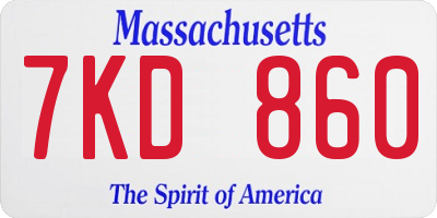 MA license plate 7KD860
