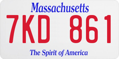 MA license plate 7KD861