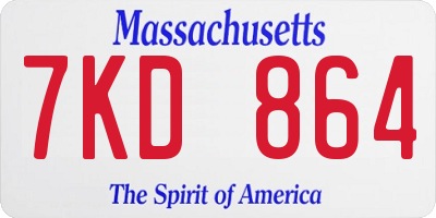 MA license plate 7KD864