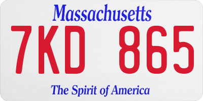 MA license plate 7KD865