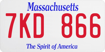 MA license plate 7KD866