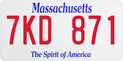 MA license plate 7KD871