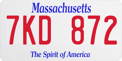 MA license plate 7KD872
