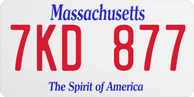 MA license plate 7KD877