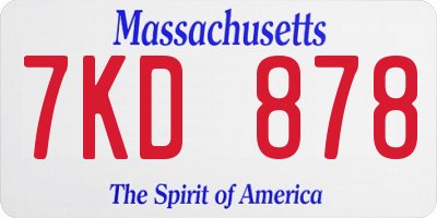 MA license plate 7KD878