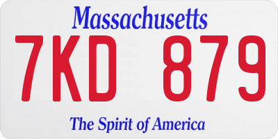 MA license plate 7KD879