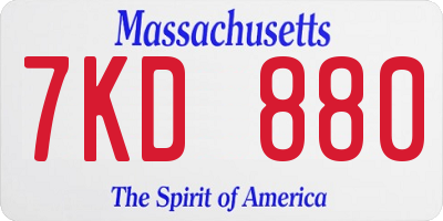 MA license plate 7KD880