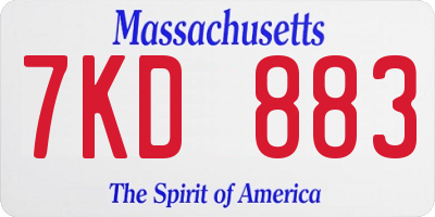 MA license plate 7KD883