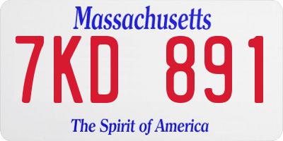 MA license plate 7KD891