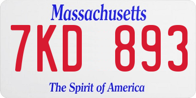 MA license plate 7KD893
