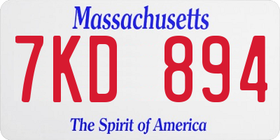 MA license plate 7KD894