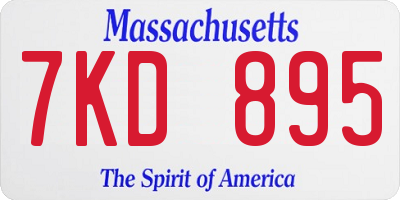 MA license plate 7KD895