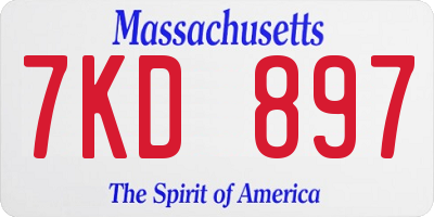 MA license plate 7KD897