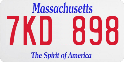 MA license plate 7KD898