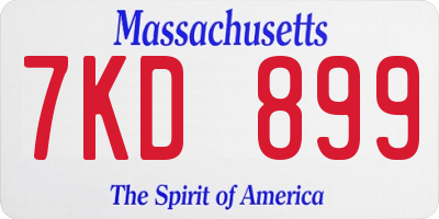 MA license plate 7KD899