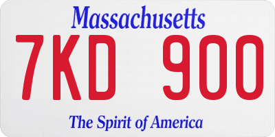 MA license plate 7KD900