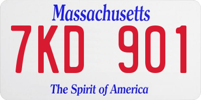 MA license plate 7KD901