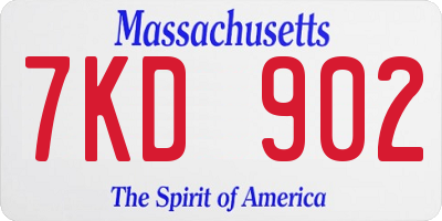 MA license plate 7KD902