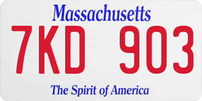 MA license plate 7KD903