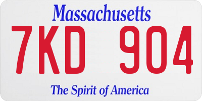 MA license plate 7KD904
