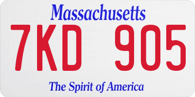 MA license plate 7KD905