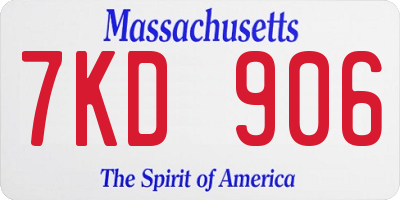 MA license plate 7KD906