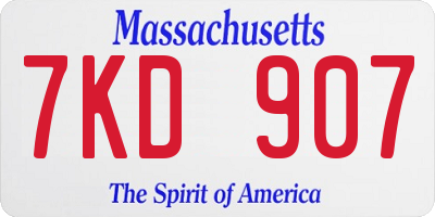 MA license plate 7KD907