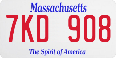 MA license plate 7KD908