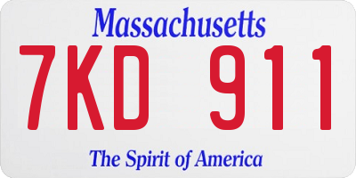 MA license plate 7KD911