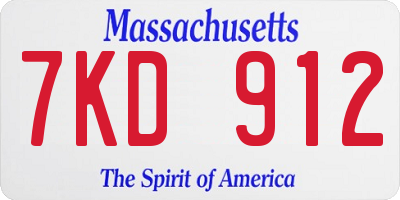 MA license plate 7KD912