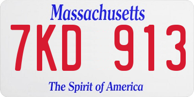 MA license plate 7KD913