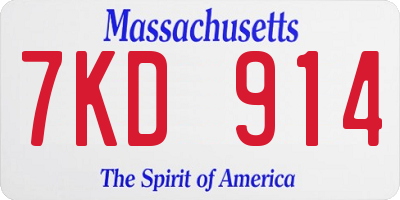 MA license plate 7KD914