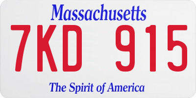 MA license plate 7KD915