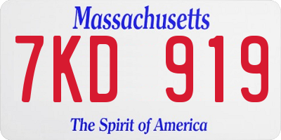MA license plate 7KD919