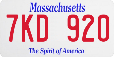 MA license plate 7KD920