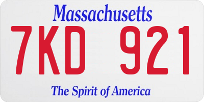 MA license plate 7KD921