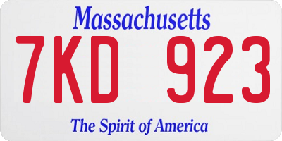 MA license plate 7KD923
