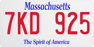 MA license plate 7KD925