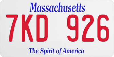 MA license plate 7KD926