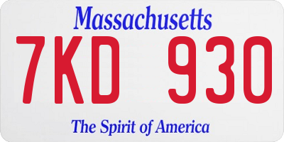 MA license plate 7KD930