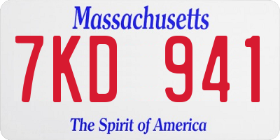 MA license plate 7KD941